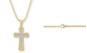 Macy's Men's Diamond Cross 22" Pendant Necklace (1/6 ct. t.w.) in Gold Ion-Plated Stainless Steel